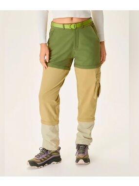 Outdoor Voices RecTrek Zip-Off Pants Womens Hiking Shorts Pants Medium olive tan